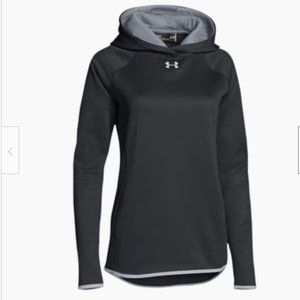 NEW Under Armour Women's Team Double Threat Fleece Hoodie Black Steel SMALL